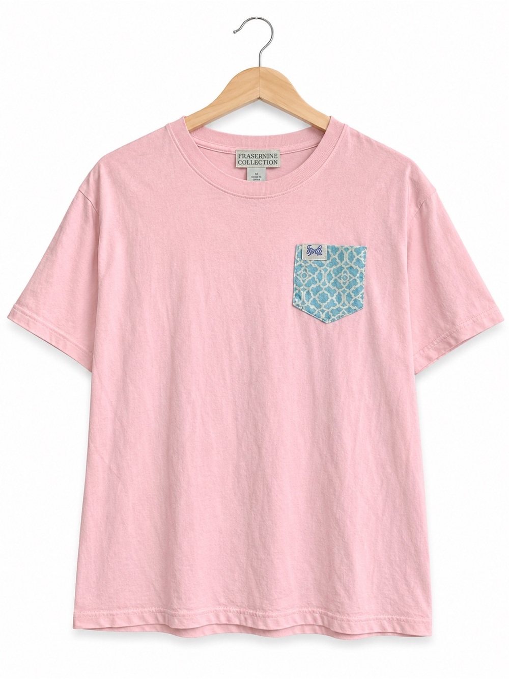 Fraternity Collection Youth Pink Pocket T-Shirt Made in USA Y-M Cotton Tee